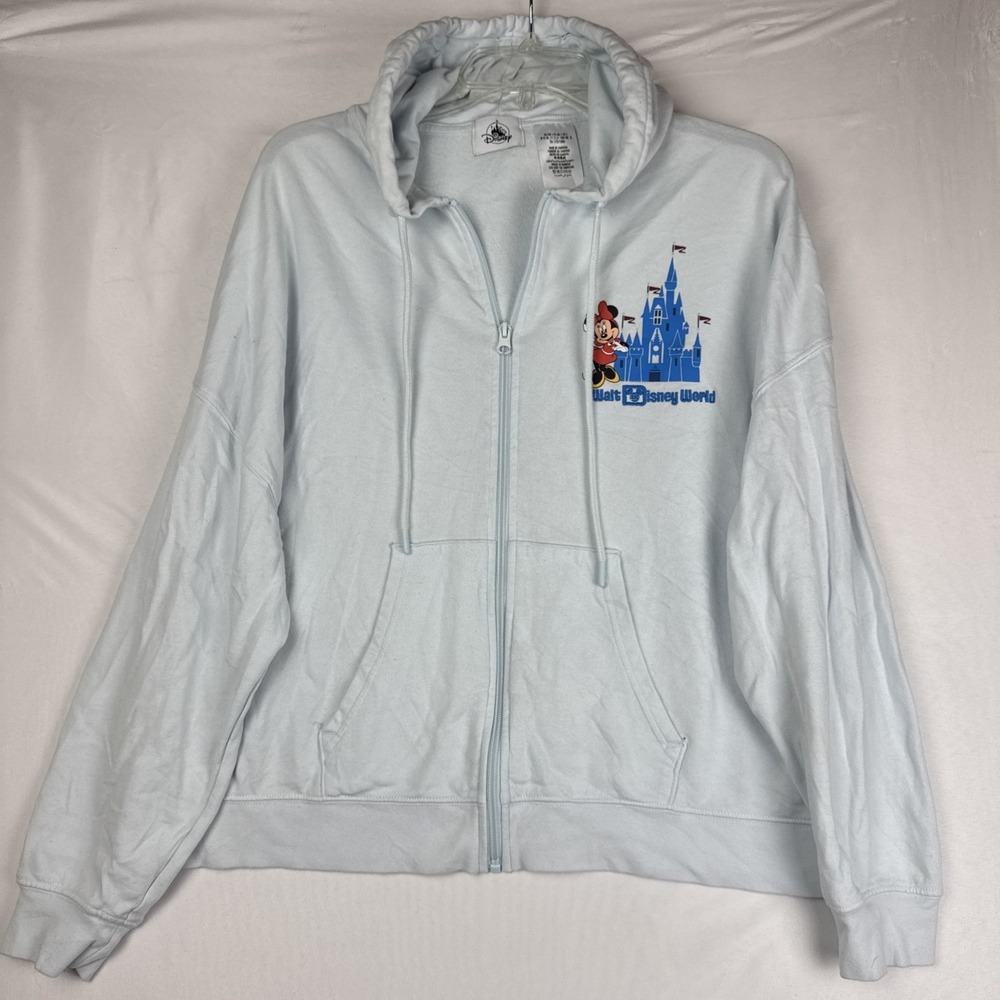 Walt Disney World Hoodie Women's Large‎ Blue Minnie Mouse Castle Puff Print